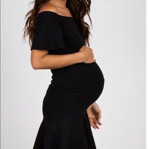 Black Off Shoulder Mermaid Maternity Dress
